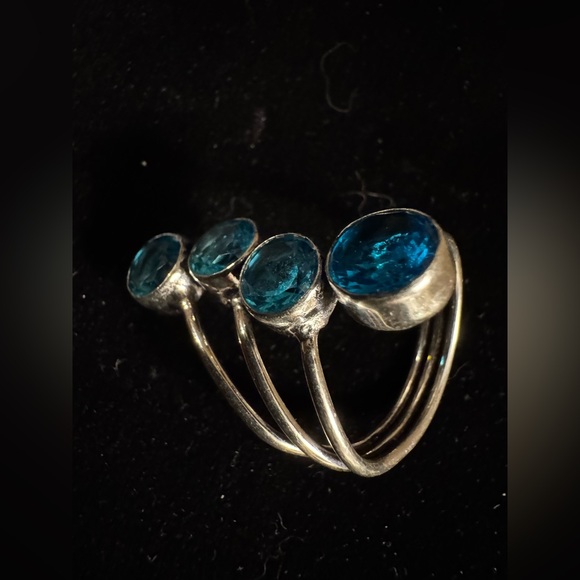 Beautiful Blue Topaz 8.5 Ring 925 Silver Plated - Picture 6 of 13